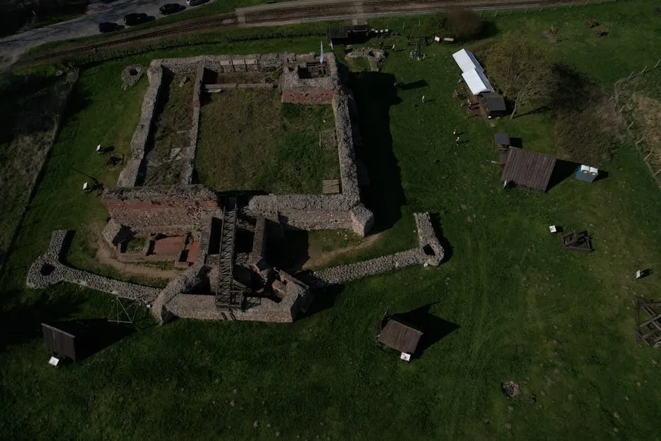 Drone Shot of Settlement Ruins