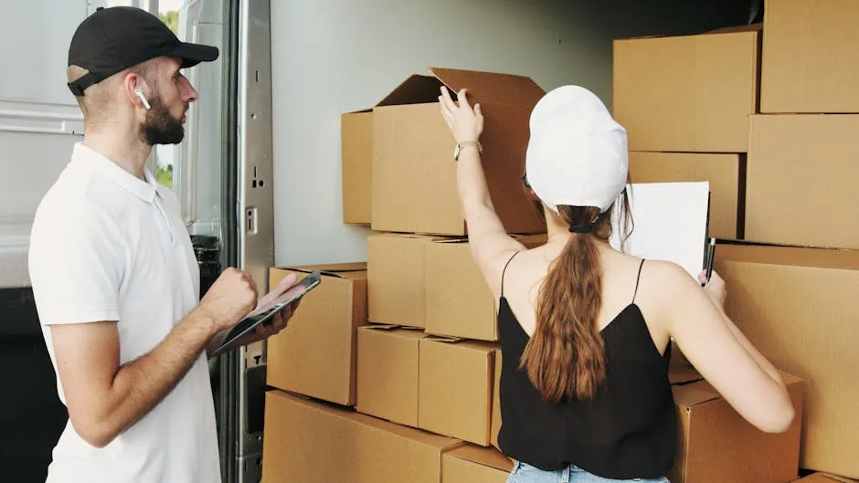 Man and Woman Checking the Packages