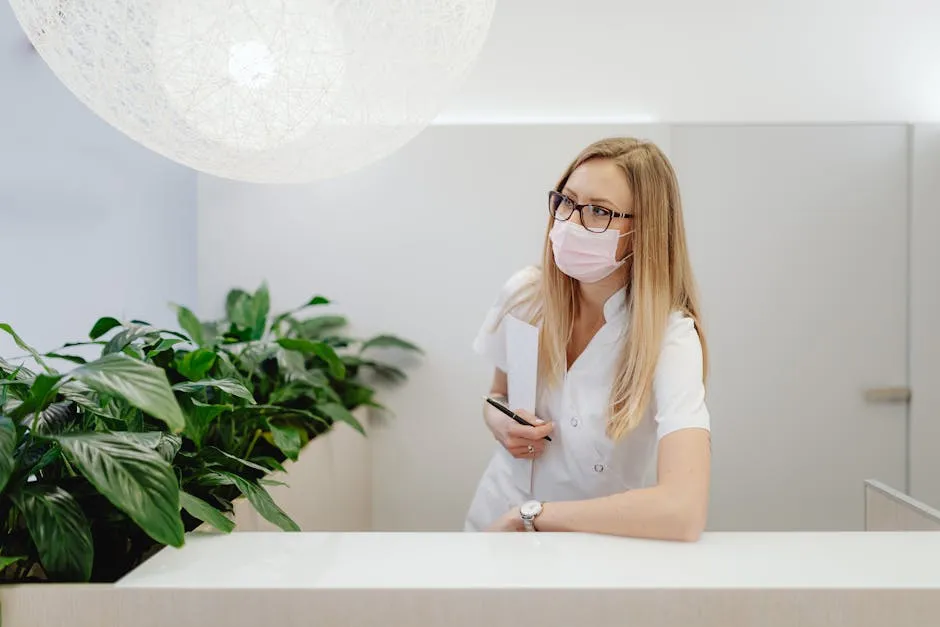 A Woman Standing at the Counter