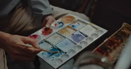 Horizontal video: An artist holding a palette 7885505. Duration: 15 seconds. Resolution: 4096x2160