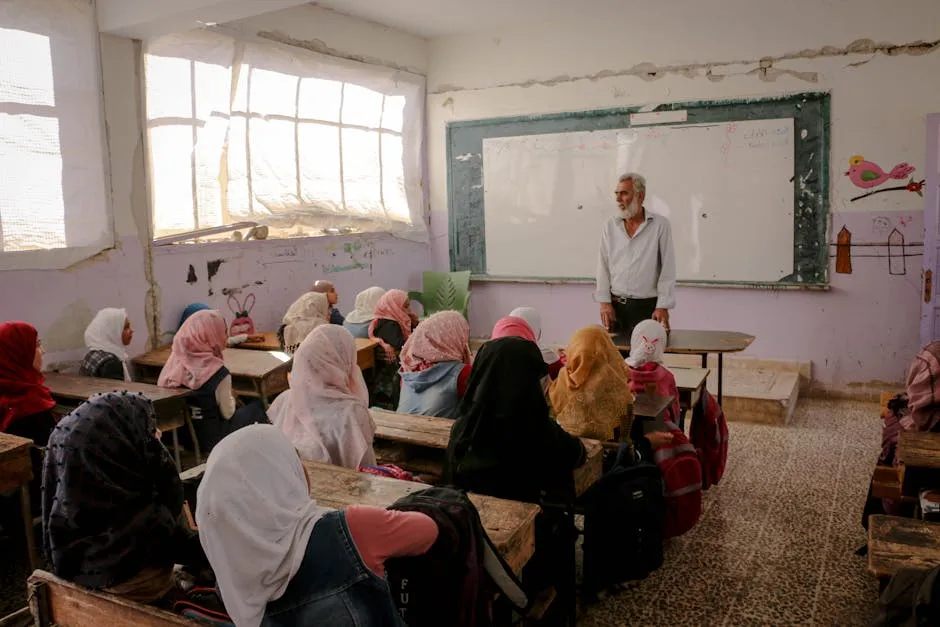 Teacher standing in front of Students