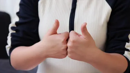 Horizontal video: Close up of a two hand thumbs up 10374299. Duration: 8 seconds. Resolution: 1920x1080