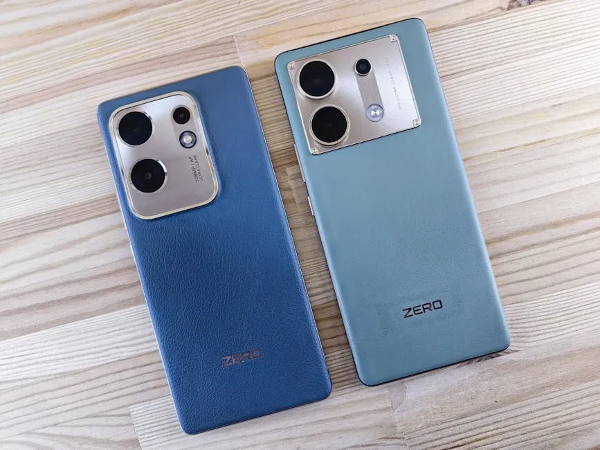 Stylish Modern Smartphones on Wooden Surface