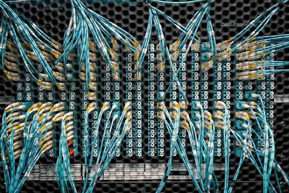 Many cabled connectors in fiber optic switch