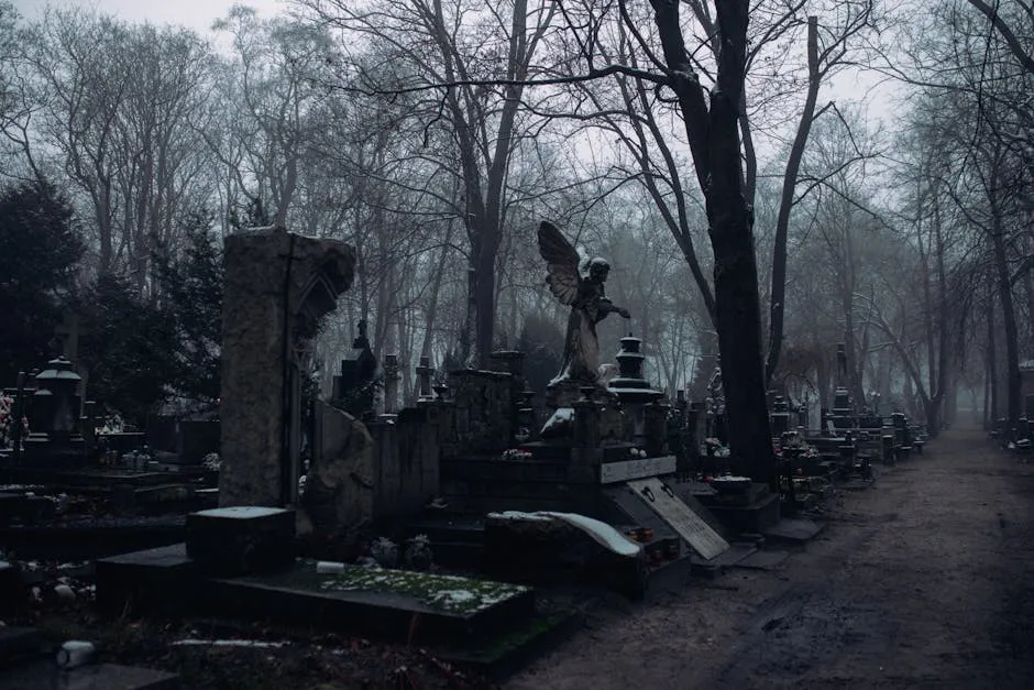 Old Cemetery with Bare Trees