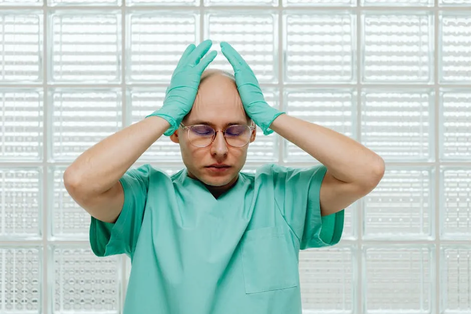 Doctor with Hands on Head