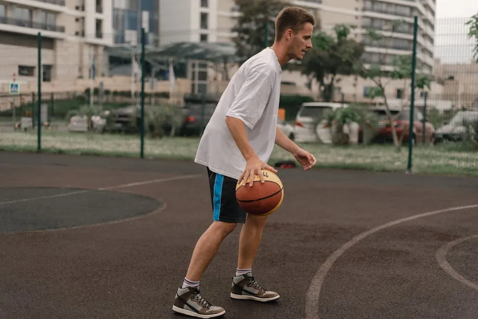 Person in White Shirt Playing Basketball