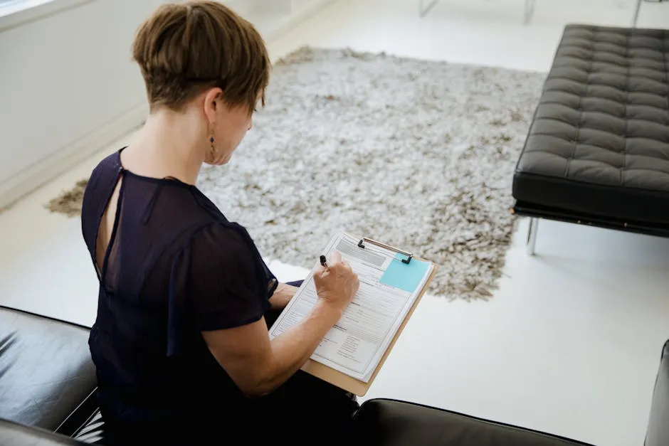 A Woman Holding a Clipboard and Writing