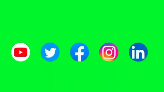 Horizontal video: Social media icons on a green screen 9435863. Duration: 15 seconds. Resolution: 1920x1080