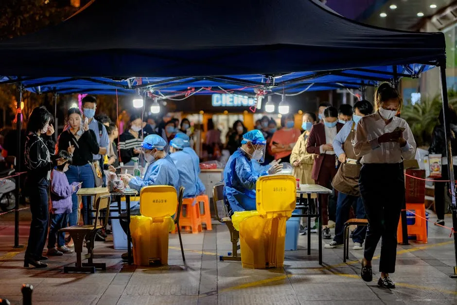 People with Face Masks in a City 