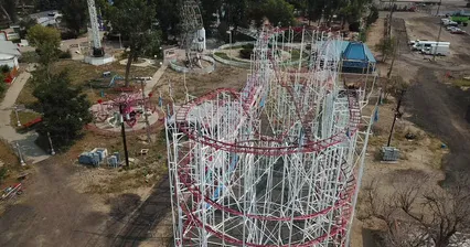 Horizontal video: Abandoned theme park rollercoaster 15046673. Duration: 17 seconds. Resolution: 4096x2160