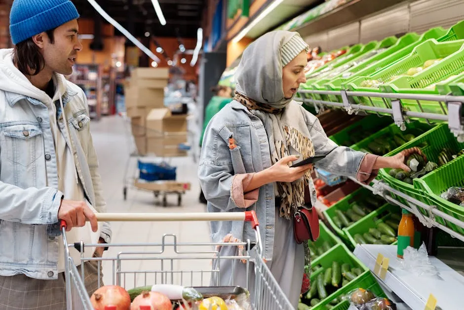 Couple Buying Groceries at a Supermarket