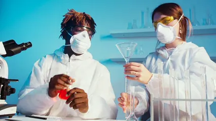 Horizontal video: Scientists working in a laboratory 5752559. Duration: 16 seconds. Resolution: 3840x2160