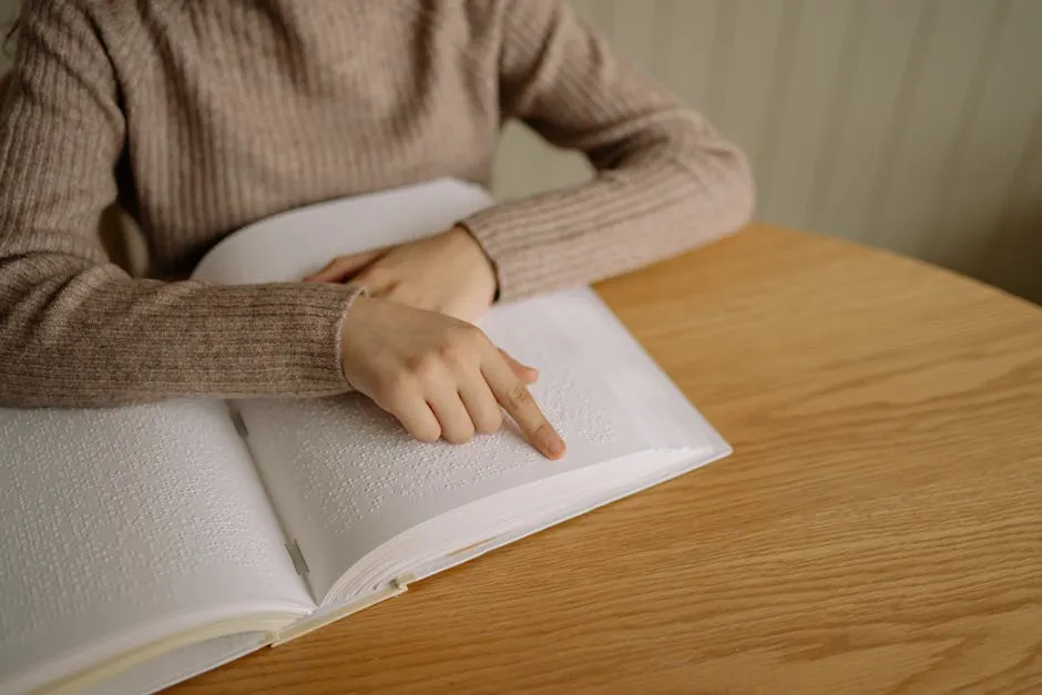 Close Up Photo of a Person Using Braille