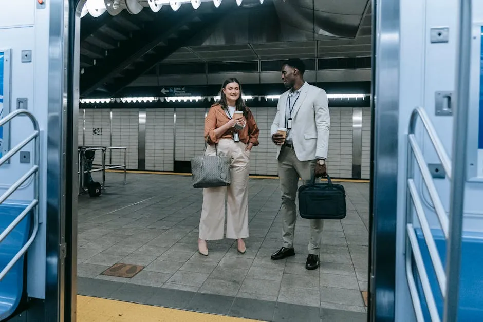 A Man and Woman Standing while Having Conversation