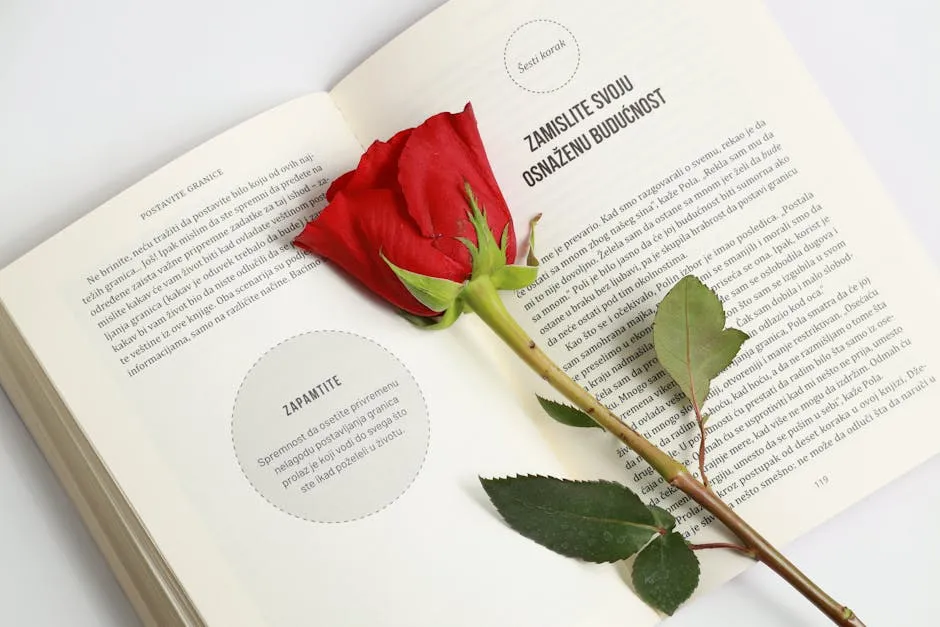A Red Rose on the Open Book