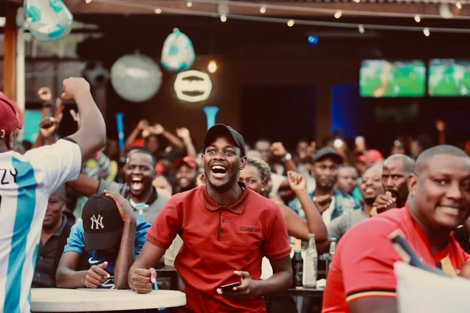 Cheering Man in a Crowd