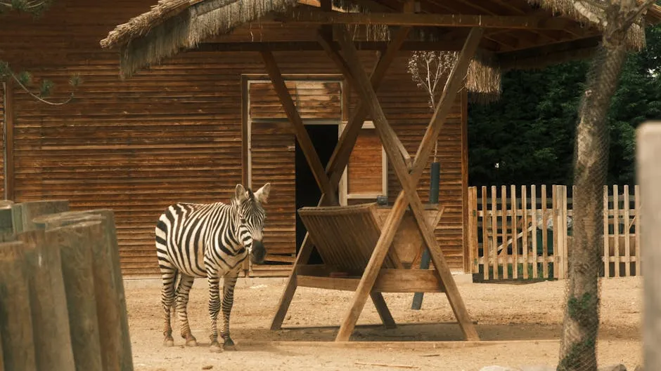 Zebra Standing by Hay Rack