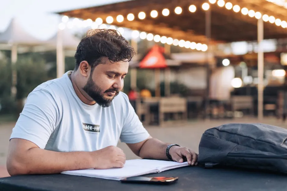 Student with Notebook Outdoors