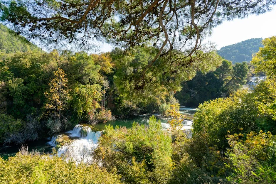 Scenic View of Krka National Park Waterfalls