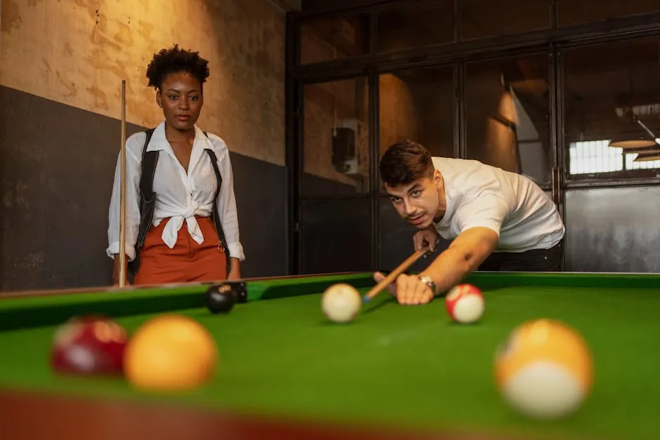 Man and Woman Playing Snooker