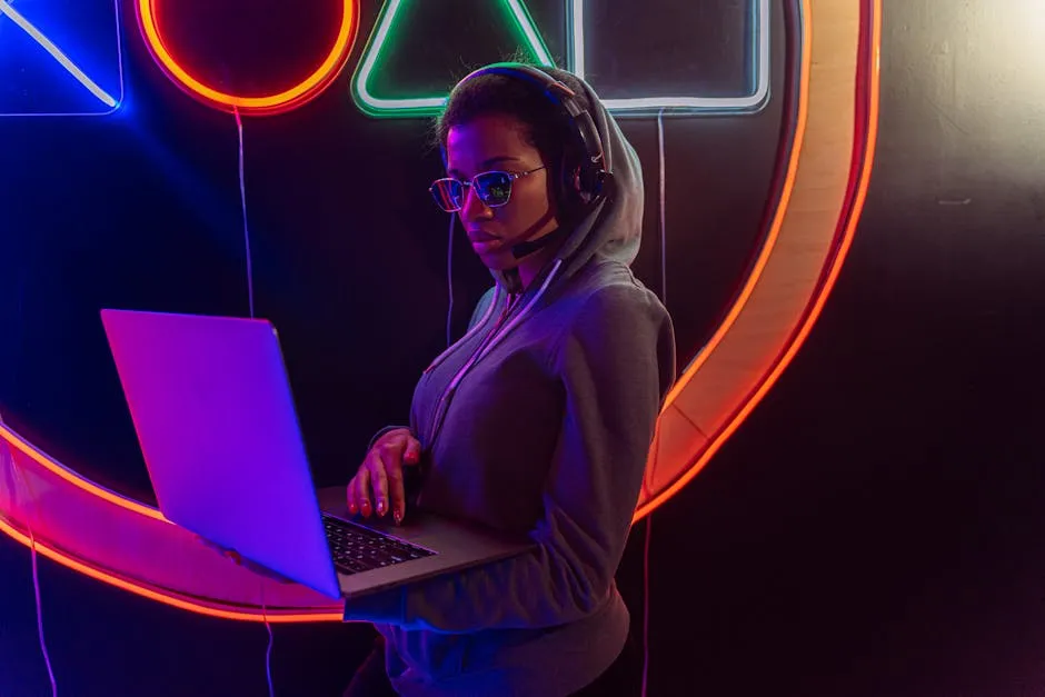 Woman in Purple Hoodie Using Macbook Pro