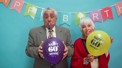 Horizontal video: Elderly couple celebrating birthday together 7866818. Duration: 9 seconds. Resolution: 1920x1080