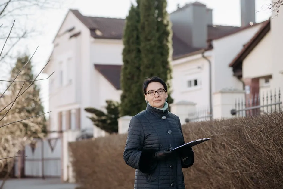 A Woman in a Black Jacket Holding a Clipboard