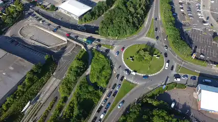 Horizontal video: Traffic in a roundabout 8746897. Duration: 58 seconds. Resolution: 2720x1530