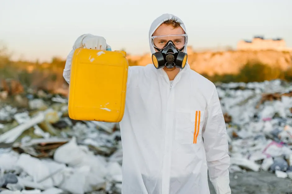 Person in PPE holding Yellow Gallon