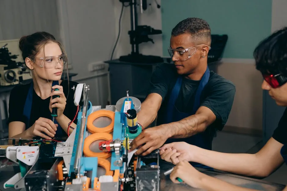 Electric Engineers working on a Machine