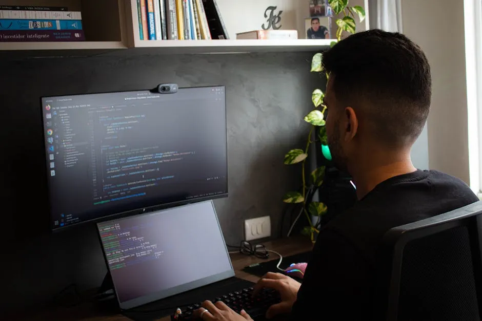 Programmer Working at Desk