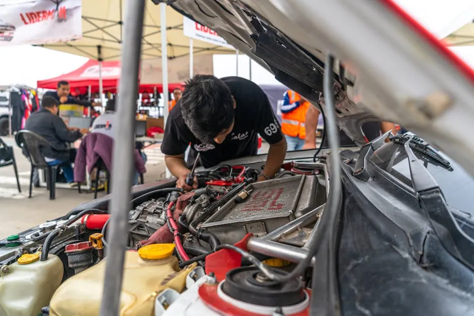 Mechanic Working on Car