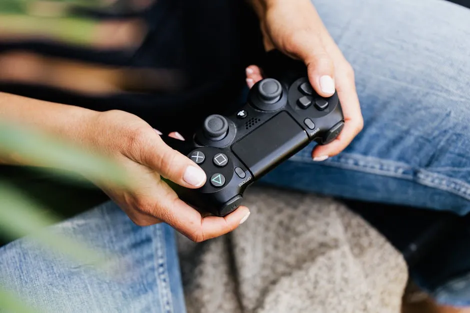 A Close-Up Shot of a Person Using a Video Game Controller
