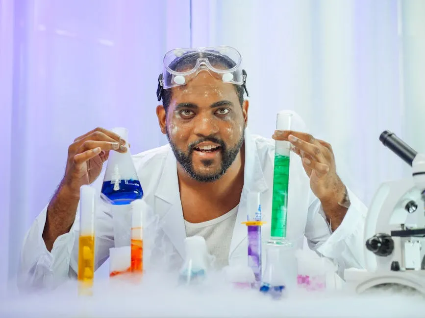 Man in White Coat Doing an Experiment