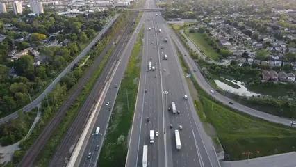 Horizontal video: Drone footage of a highway with traffic 12525572. Duration: 11 seconds. Resolution: 1920x1080