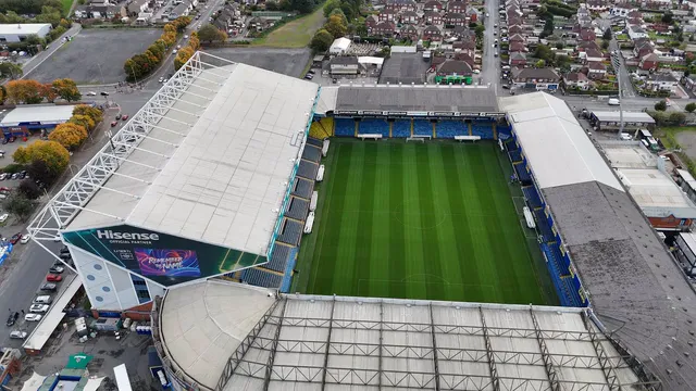 Horizontal video: Aerial view of football stadium in leeds 28899624. Duration: 11 seconds. Resolution: 3840x2160