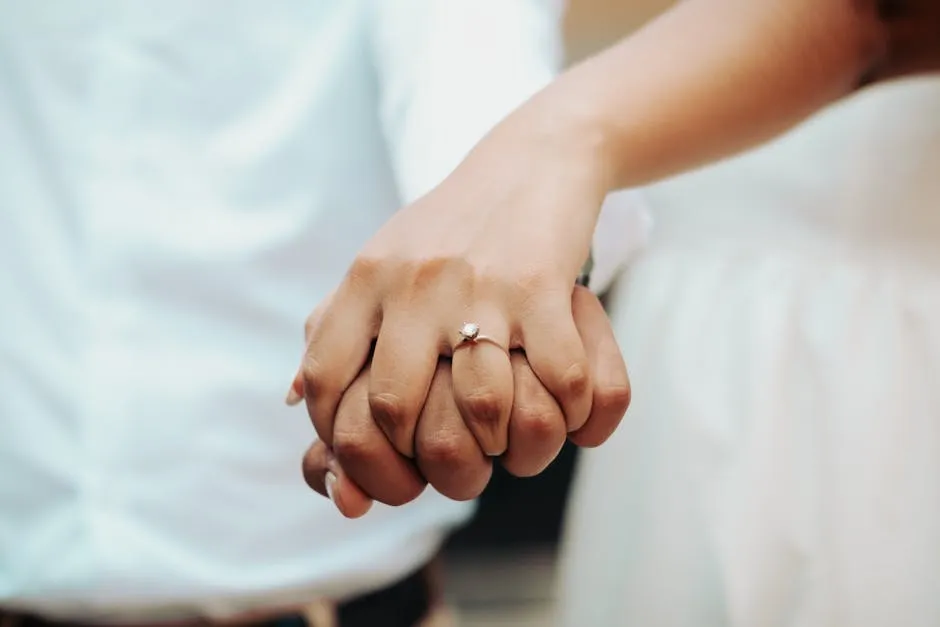 Romantic Engagement Ring with Holding Hands