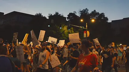 Horizontal video: Video of protestors on the street 4765224. Duration: 38 seconds. Resolution: 1920x1080