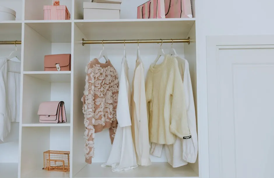 Organized  White Wooden Closet