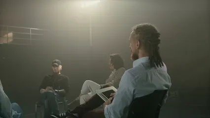 Horizontal video: People talking in a support group 5713269. Duration: 17 seconds. Resolution: 3840x2160
