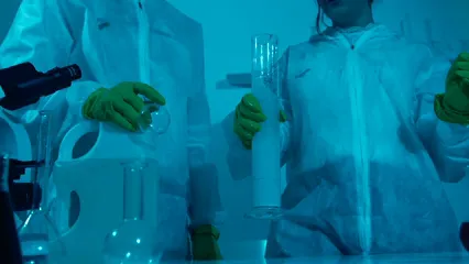 Horizontal video: Two persons doing an experiment 5752738. Duration: 9 seconds. Resolution: 3840x2160