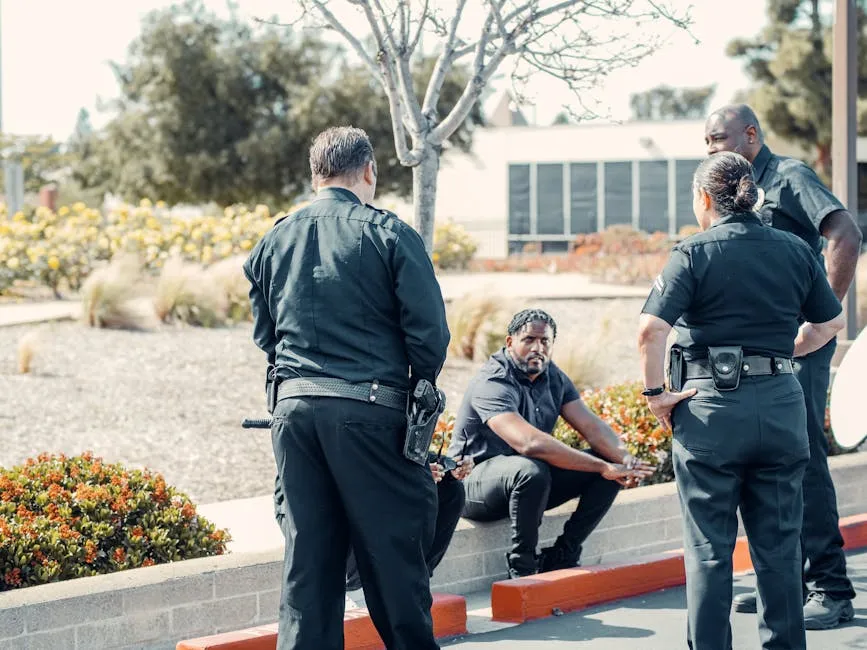 Police Officers Talking on Parking Lot