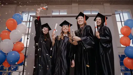 Horizontal video: Female graduate students celebrating 7945420. Duration: 29 seconds. Resolution: 1920x1080