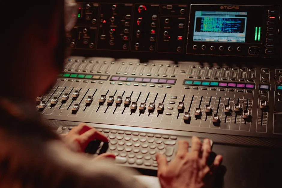 A Person Working with an Audio Mixer