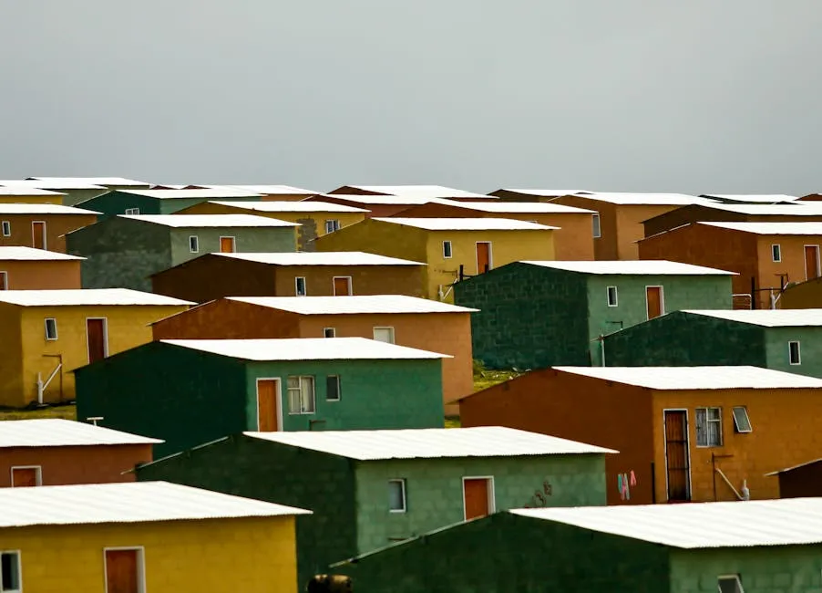 Colorful Houses With White Painted Roofs