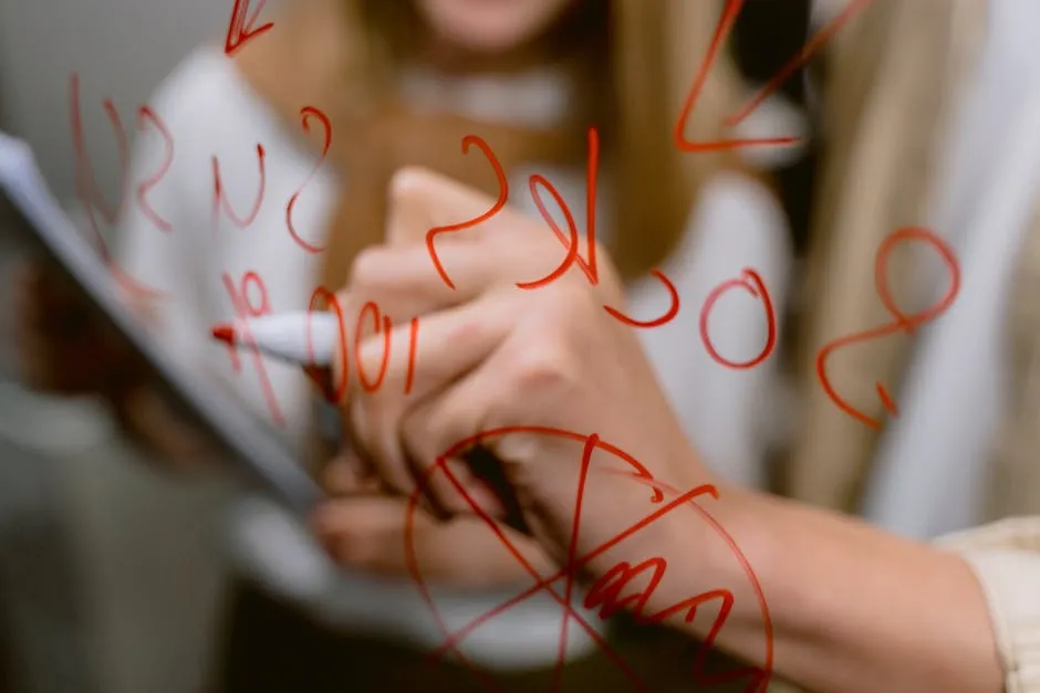 A Person Writing on the Glass Panel