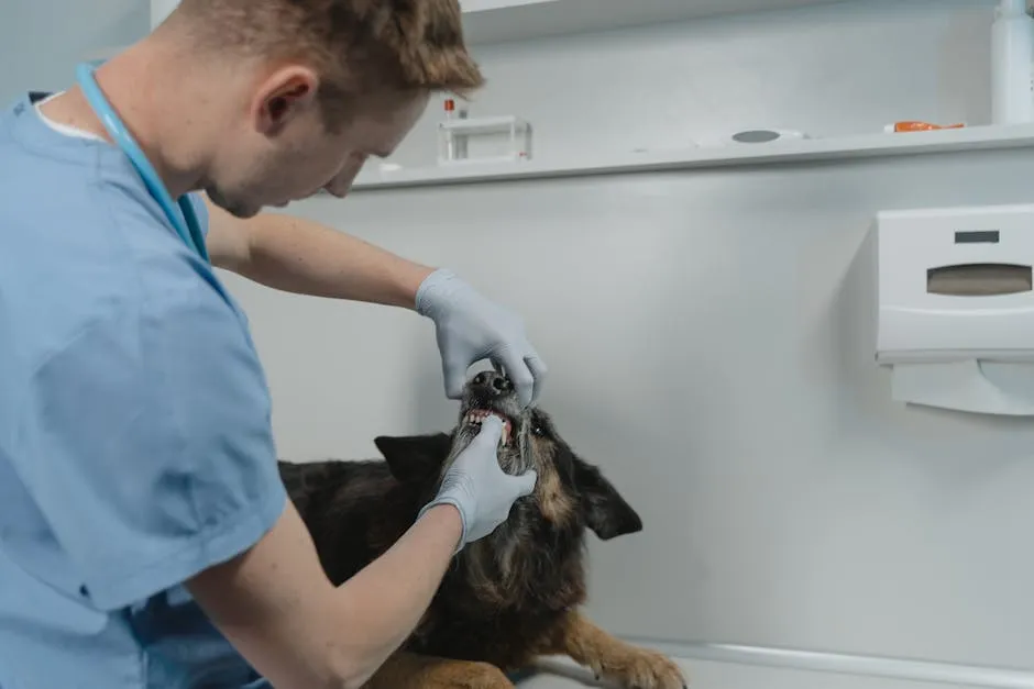 A Veterinarian Checking a Dog 