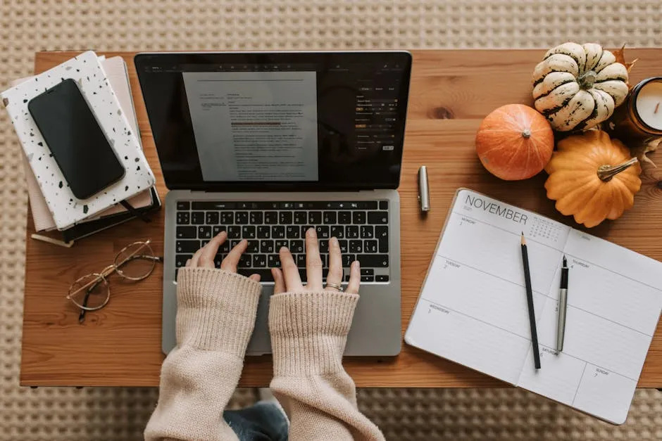 A Person Typing on Laptop while Working