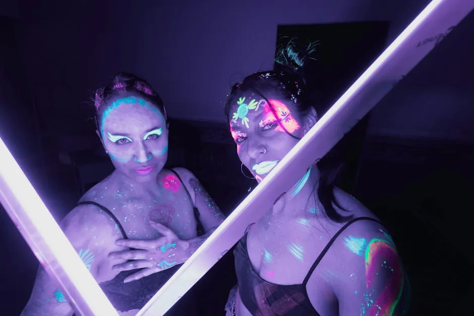 Women With Neon Makeup in the Dark